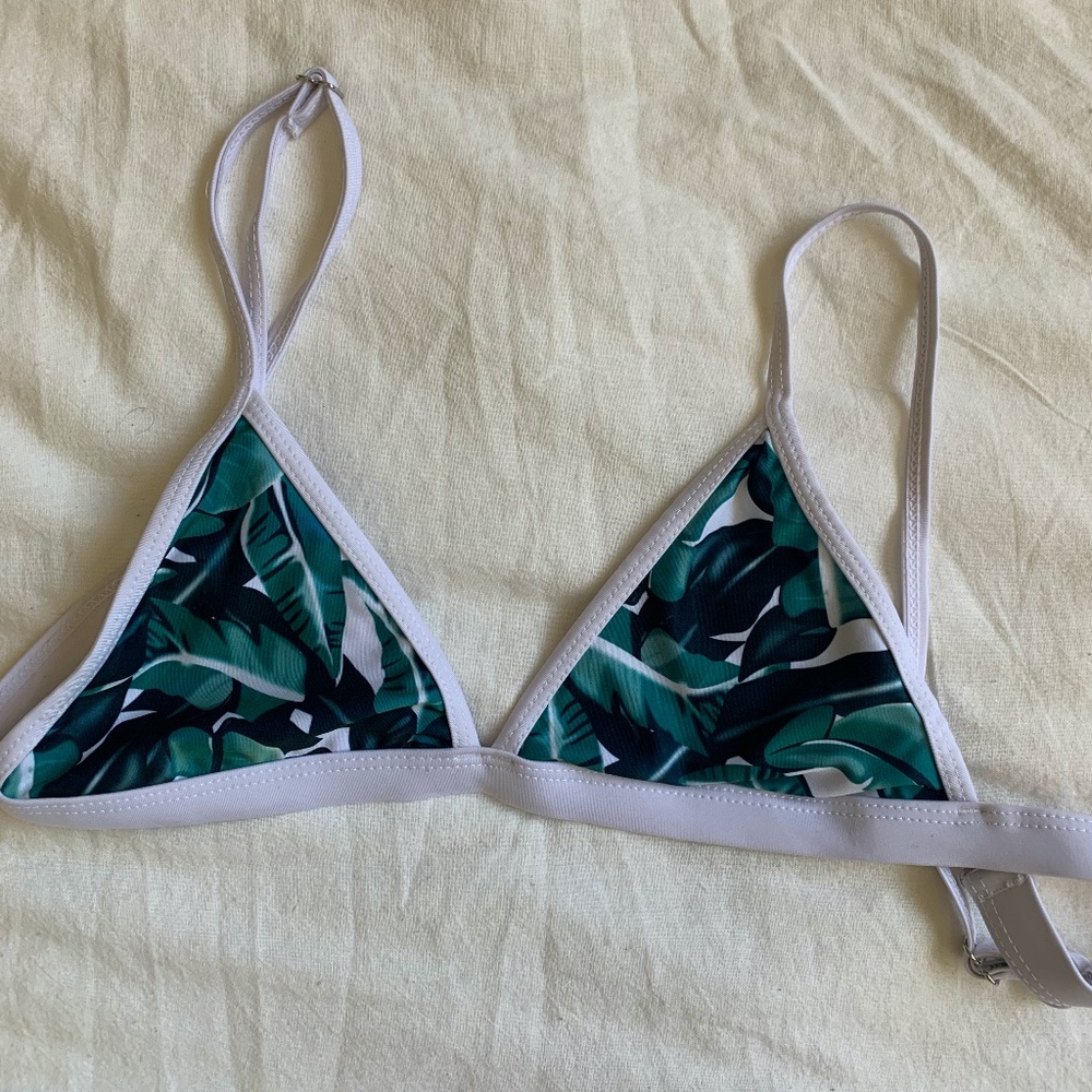 palm leaf triangle bikini top - M